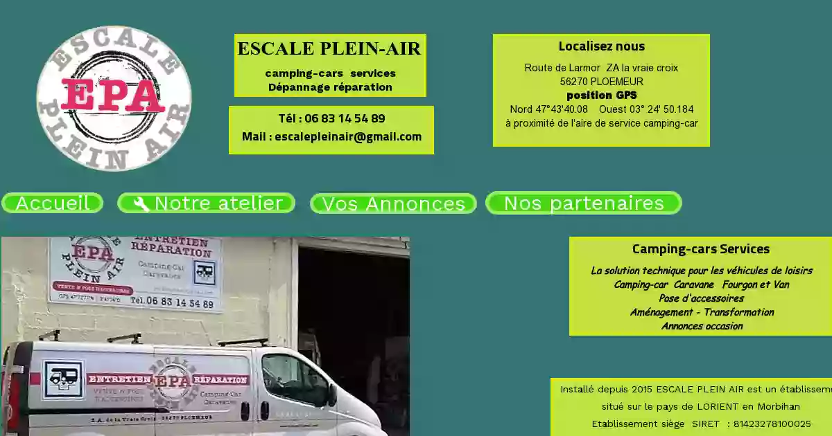 ESCALE PLEIN AIR camping-cars services dépannage réparation