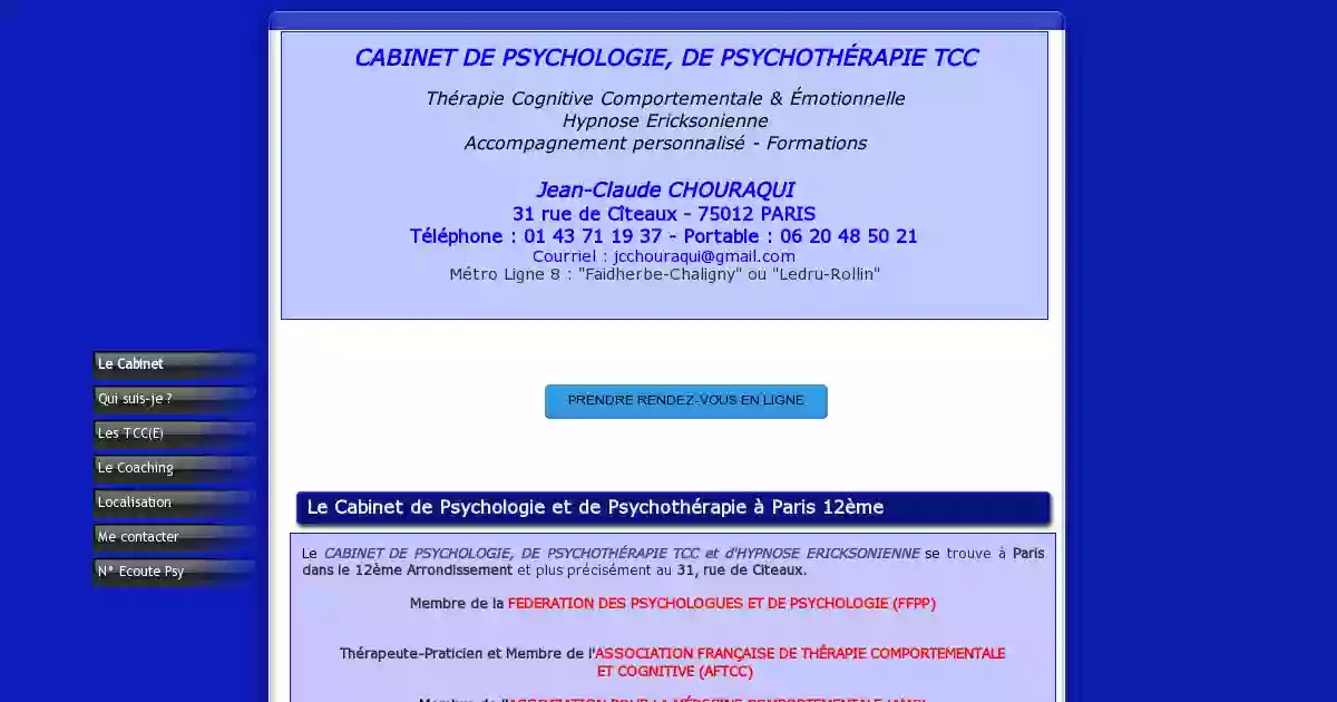 Cabinet de Psychologie et de Psychothérapie TCC - Jean-Claude CHOURAQUI